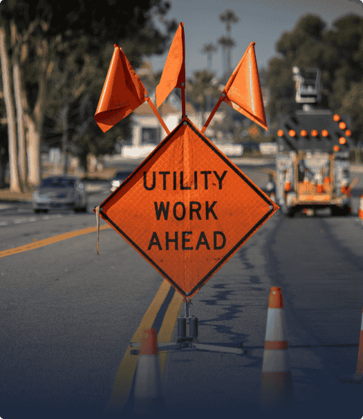 Utility work ahead sign