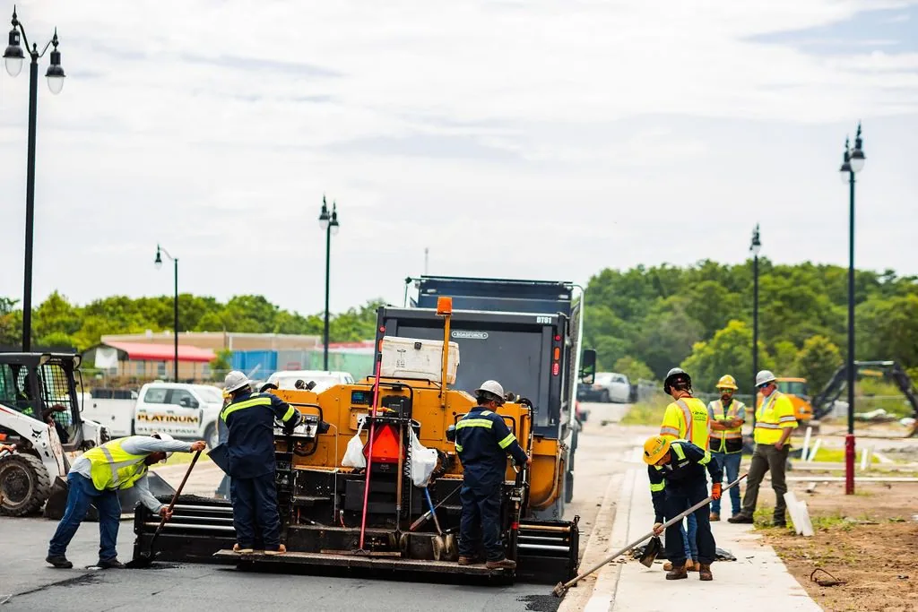 Platinum Paving lays new asphalt.