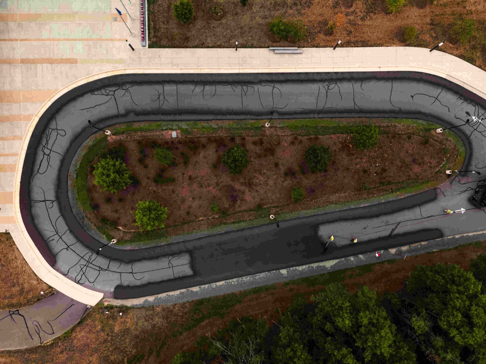 Sealcoating a road for Loudoun Country Public Schools