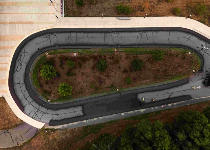 Sealcoating a road for Loudoun Country Public Schools