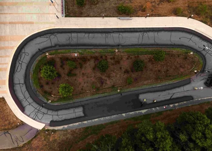 Sealcoating a road for Loudoun Country Public Schools