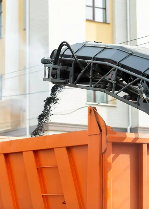 An asphalt milling machine at work.